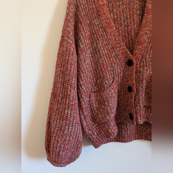 Cozy Knit Cardigan Sweater - Rust - Picture 2 of 7
